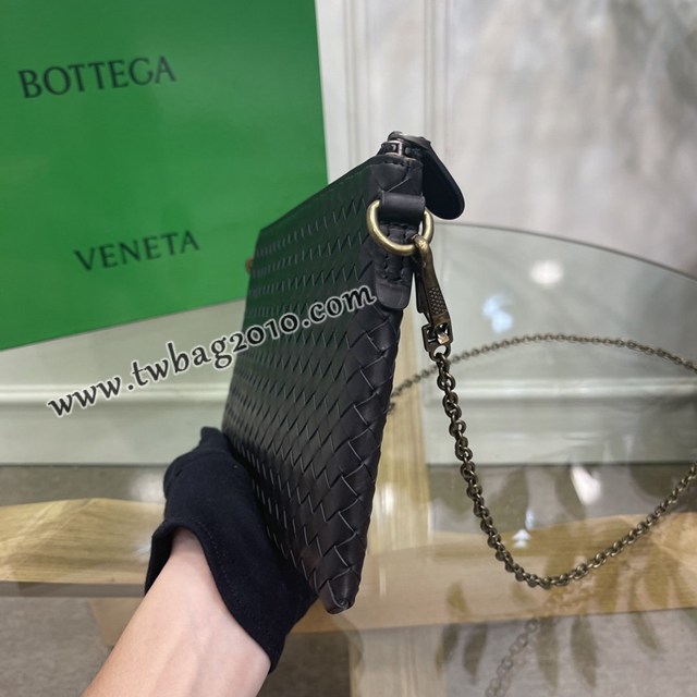 Bottega veneta高端女包 98036黑色 寶緹嘉薄款鏈條包 BV經典款胎牛皮手工編織鏈條女包  gxz1342
